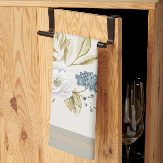 Winter Floral Watercolor   Kitchen Towel (Thirds Fold)