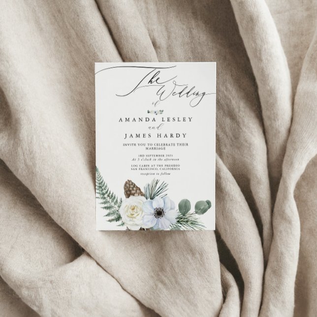 Winter Floral Watercolor Wedding Party Invitation (Creator Uploaded)