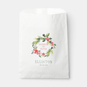 Winter Floral Watercolor Wreath    Wedding Favour Bag