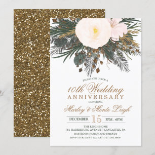 Winter Floral Wedding Anniversary Invitation