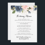 Winter Floral Wedding Kissing Menu Game Card<br><div class="desc">This winter floral wedding kissing menu game card is perfect for a modern wedding reception. The design features beautiful hand-painted dark blue,  blue,  navy,  pink ,  blush,  gold flowers and green foliage,  bunched into elegant bouquets.</div>