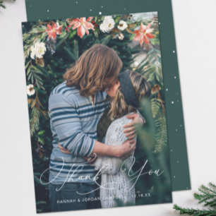 Winter Floral Wedding Photo Overlay Thank You