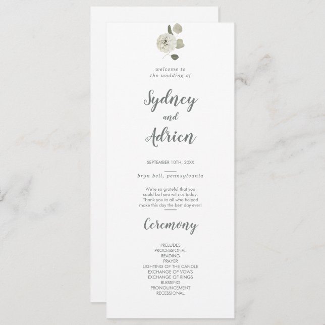 Winter Floral Wedding Program (Front/Back)
