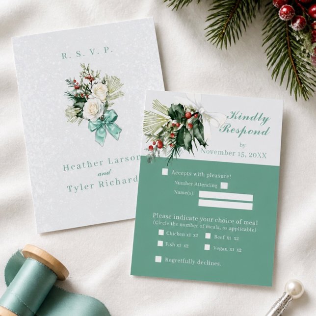 Winter Floral Wedding RSVP Card (Creator Uploaded)