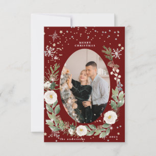 winter floral wreath photo happy holiday card