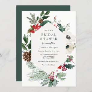 Winter Florals and Greenery Bridal Shower Invitation