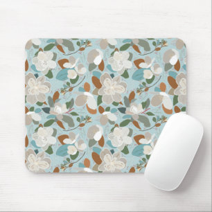 Winter Florals Blue Grey Mouse Pad