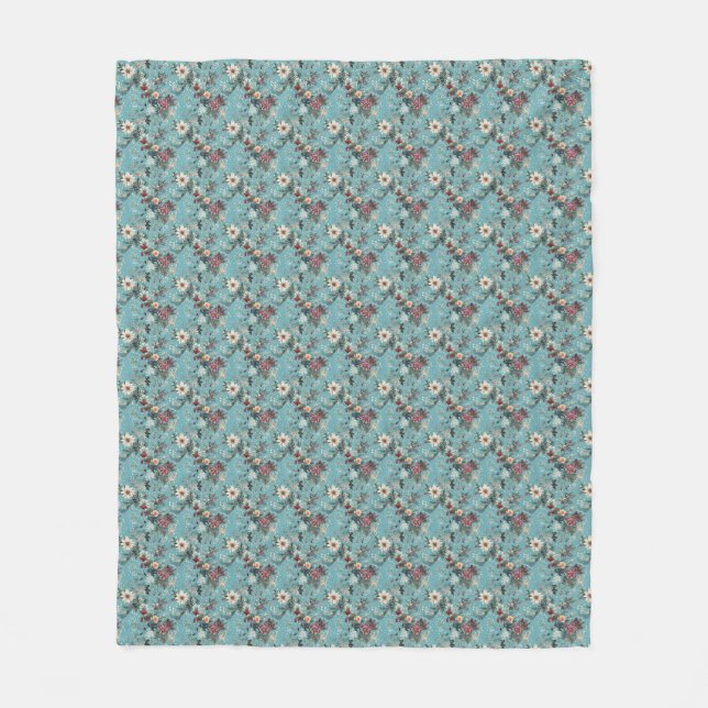 Winter Florals Fleece Blanket (Front)