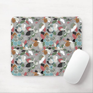 Winter Florals Grey Black Mouse Pad