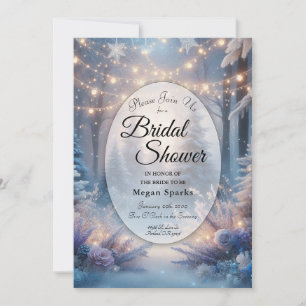 Winter Florals in Frosted Pines Bridal Shower Invitation