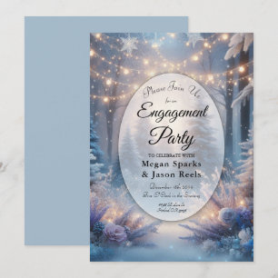 Winter Florals in Frosted Pines Engagement Party Invitation