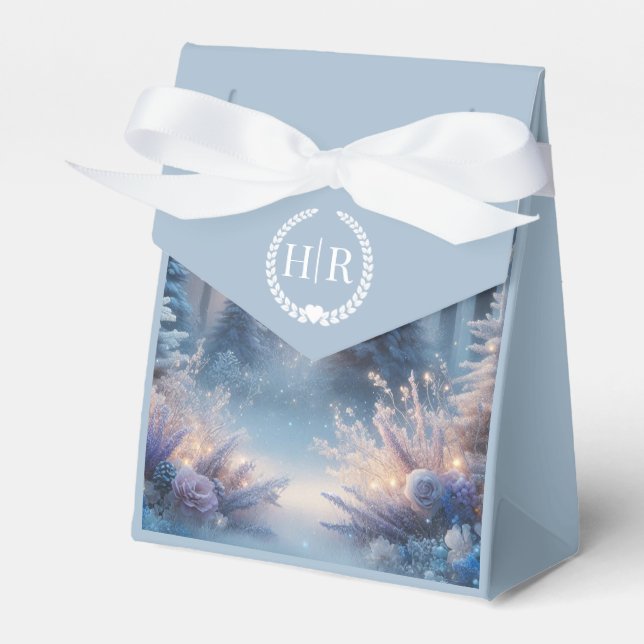 Winter Florals in Frosted Pines  Favor Box (Front Side)