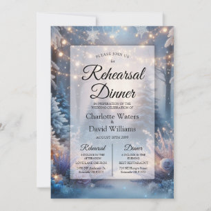 Winter Florals in Frosted Pines Rehearsal Dinner Invitation