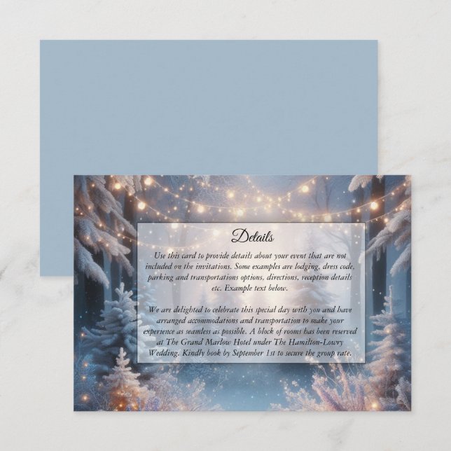 Winter Florals in Frosted Pines Wedding Enclosure Card (Front/Back)