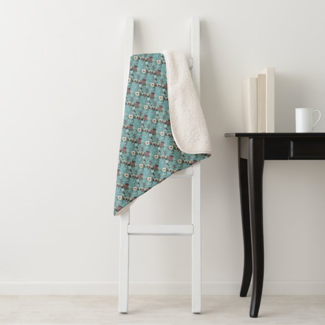 Winter Florals Sherpa Blanket (In Situ)