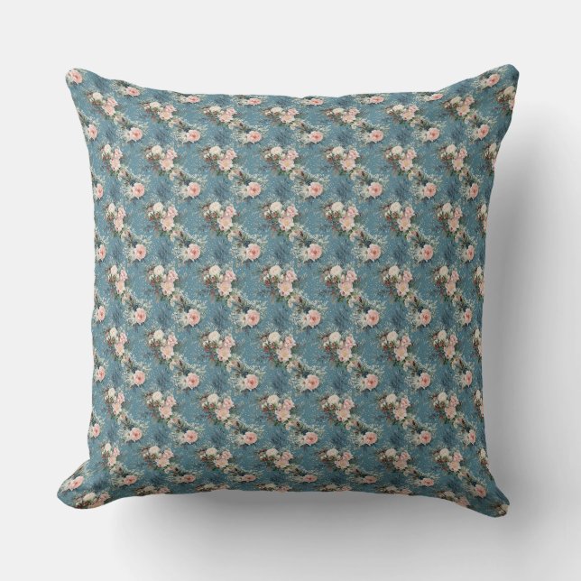Winter Florals Throw Pillow (Front)