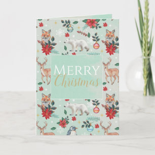 Winter Florest Animals Christmas Pattern Card