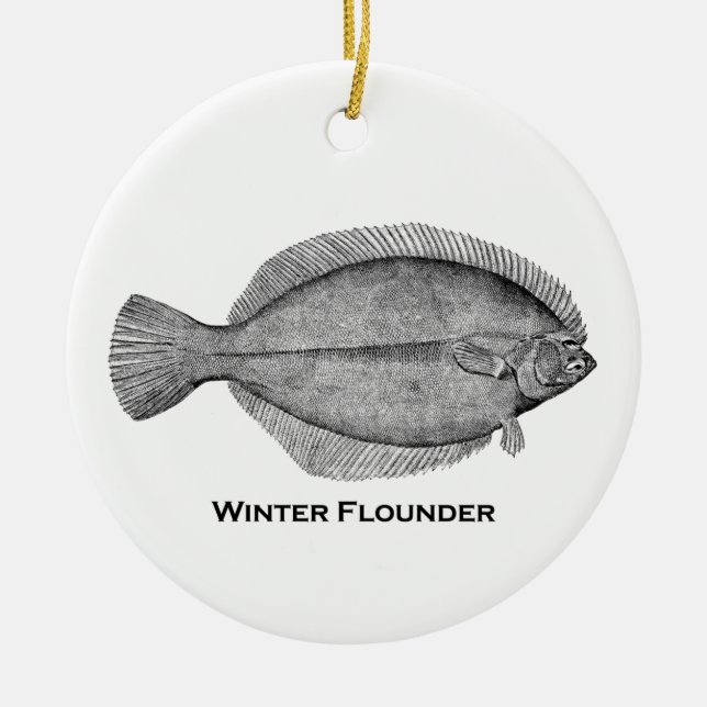 Winter Flounder Ceramic Ornament (Front)