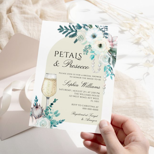 Winter Flower Arch Petals & Prosecco Bridal Shower Invitation (Creator Uploaded)