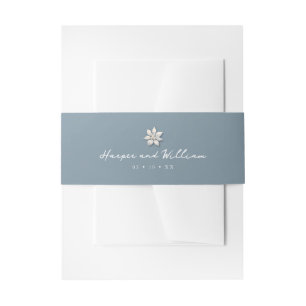 winter flower blue wedding invitation invitation belly band