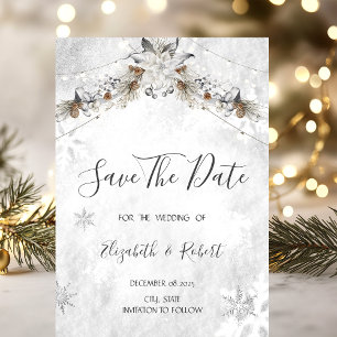 Winter Flower Pinecones Save The Date