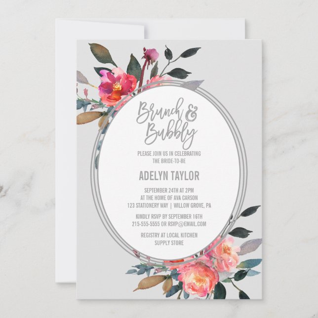 Winter Flower Wreath Brunch and Bubbly Invitation (Front)