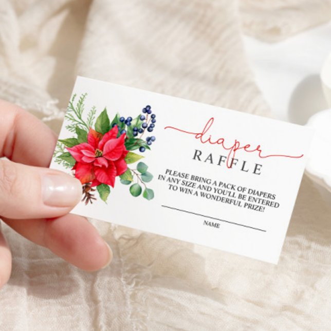 Winter Flowers Baby Shower Diaper Raffle Enclosure Card (Creator Uploaded)