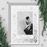 Winter Flowers Christmas Photo Foil Holiday Card<br><div class="desc">A beautiful winter flower border in real foil highlights your favorite photo on these holiday greeting cards. Merry Christmas and your names on the bottom in your choice of silver,  gold or rose gold real foil. Select High Definition for best photo quality.</div>