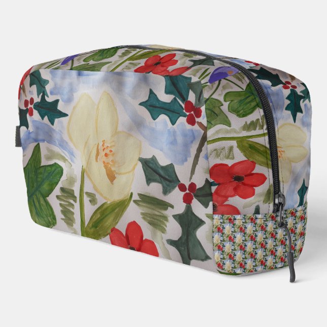 Winter Flowers & Holly Dopp Kit (Right Corner)