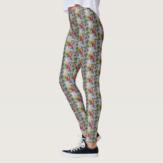 Winter Flowers & Holly  Leggings (Left)