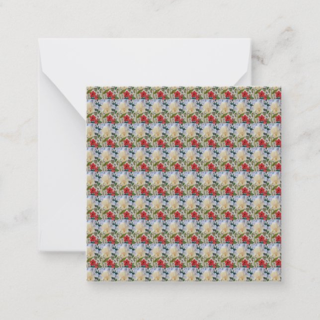 Winter Flowers & Holly Note Card (Front)