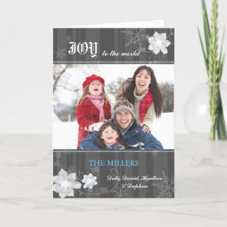 WInter Flowers n Stripes Modern Holiday Photo