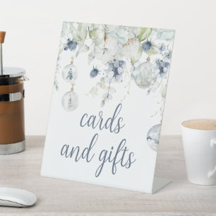Winter Flowers Shower Cards and Gifts Pedestal Sign