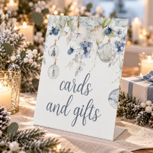 Winter Flowers Shower Cards and Gifts Pedestal Sign