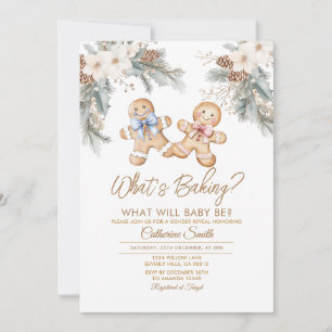 Winter Flowers What’s Baking Gender Reveal Invitation