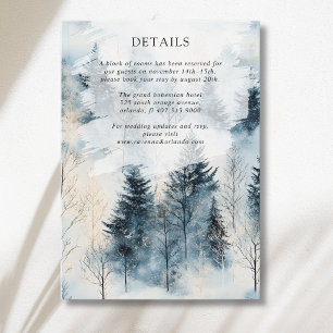 Winter Fog Snow Pine Tree Forest Wedding Details Enclosure Card