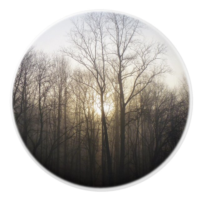 Winter Fog Sunrise Nature Photography Ceramic Knob (Front)