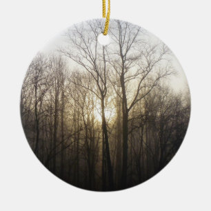 Winter Fog Sunrise Nature Photography Ceramic Ornament