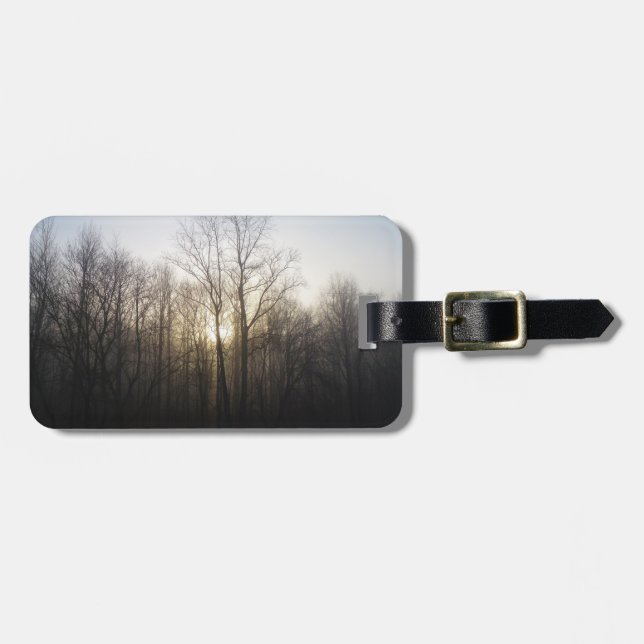 Winter Fog Sunrise Nature Photography Luggage Tag (Front Horizontal)