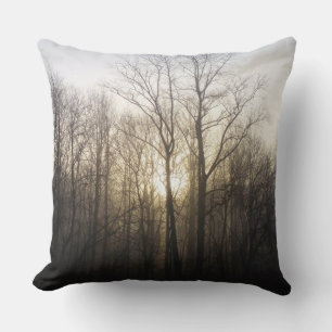 Winter Fog Sunrise Nature Photography Throw Pillow