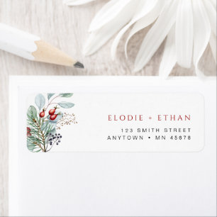 Winter Foliage Address Label Eucalyptus Christmas