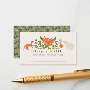 Winter Foliage Baby Shower Diaper Raffle Ticket Enclosure Card