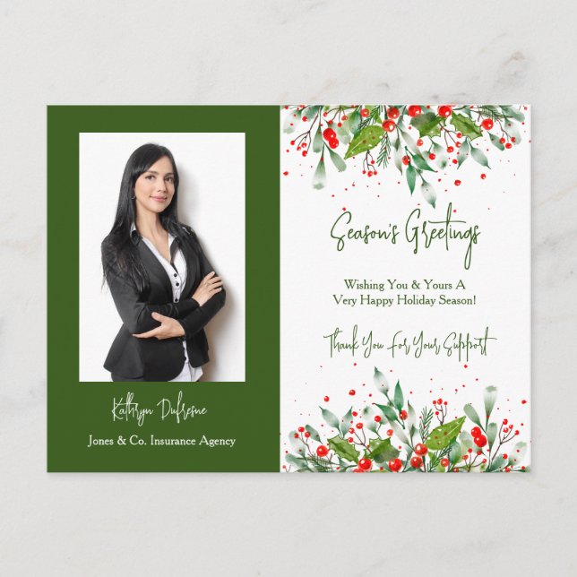 Winter Foliage Business w/Photo Holiday Postcard (Front)