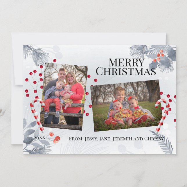 Winter Foliage Christmas Photo Card (Front)