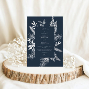 Winter Foliage Dark Blue Elegant Wedding