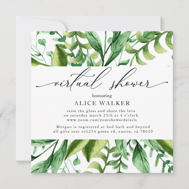 Winter Foliage douche virtuelle Invitation (Devant)