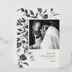 Winter Foliage Drawing Christmas Foil Photo Card