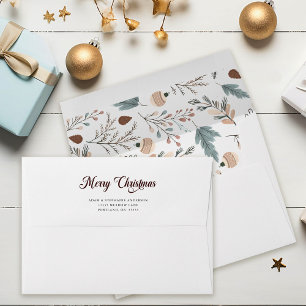 Winter Foliage Elegant Script Envelope