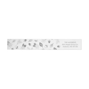 Winter Foliage Faux Silver Foil Address Label