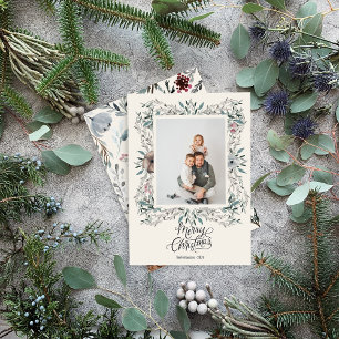 Winter Foliage Merry Christmas Photo Holiday Card